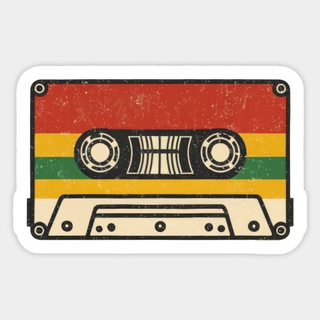 Retro Audio Cassette Tape Illustration Sticker by byNIKA